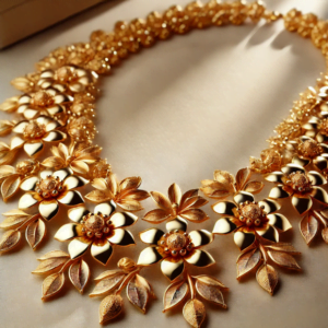 Gold Plates Flower Necklace Gurjeet Jewelleries